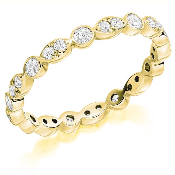 Rubover Set, Grain Set, Round Brilliant Diamond Eternity Ring with 100% Diamond Coverage, 2.6 mm Width - Image 2