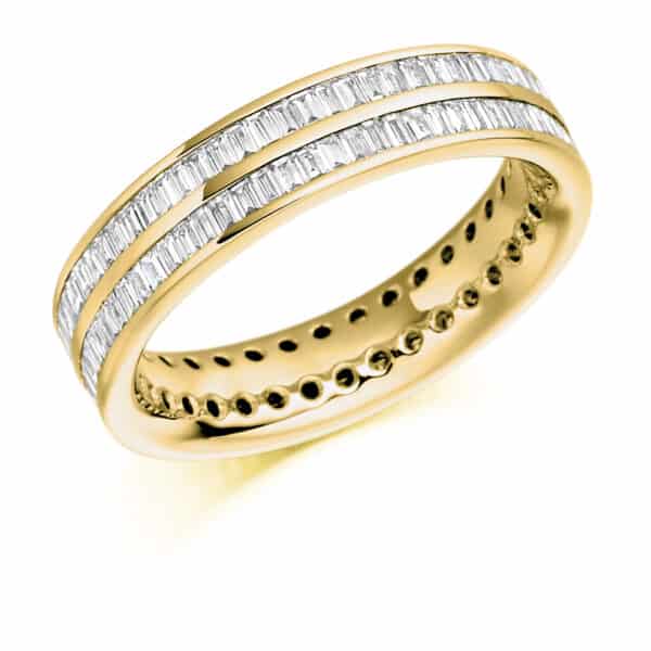 Baguette Cut Diamond Eternity Style Ring, Double Row Channel Set with 100% Diamond Coverage, 5mm 1.3 Carat Total Diamond Weight - Image 2
