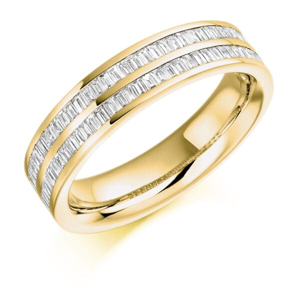 Baguette Cut Diamond Eternity Style Ring, Channel Set with 50% Diamond Coverage, 5mm 0.55 Carat Total Diamond Weight - Image 2