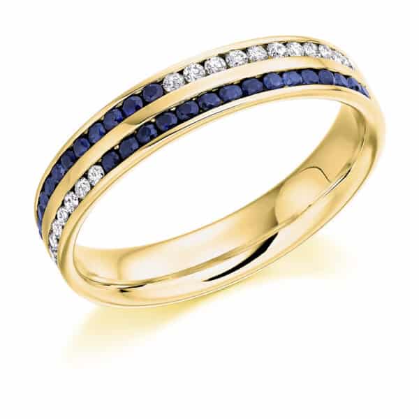 Round Brilliant Diamond  Double Row Channel Set Half Eternity Ring with 50% Coverage - Image 2
