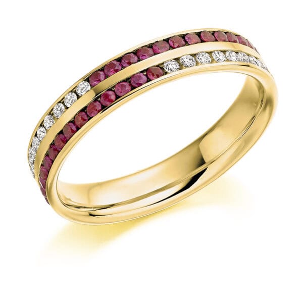 Round Brilliant Diamond  Double Row Channel Set Half Eternity Ring with 75% Coverage - Image 2