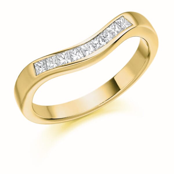 Curved and Shaped Style, Channel Set, Princess Cut Diamond Eternity Ring with 25% Diamond Coverage, 3 mm Width - Image 2