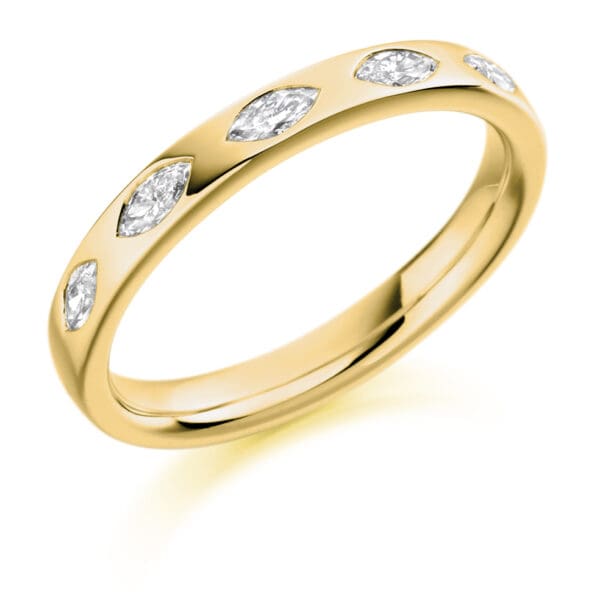 Marquise Cut Diamond Eternity Style Ring, Rubover Set with 40% Diamond Coverage, 2.8mm 0.3 Carat Total Diamond Weight - Image 2