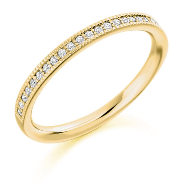 Round Brilliant Diamond Eternity Style Ring, Grain Set with a Milgrain Edge with 50% Diamond Coverage, 2mm 0.15 Carat Total Diamond Weight - Image 2
