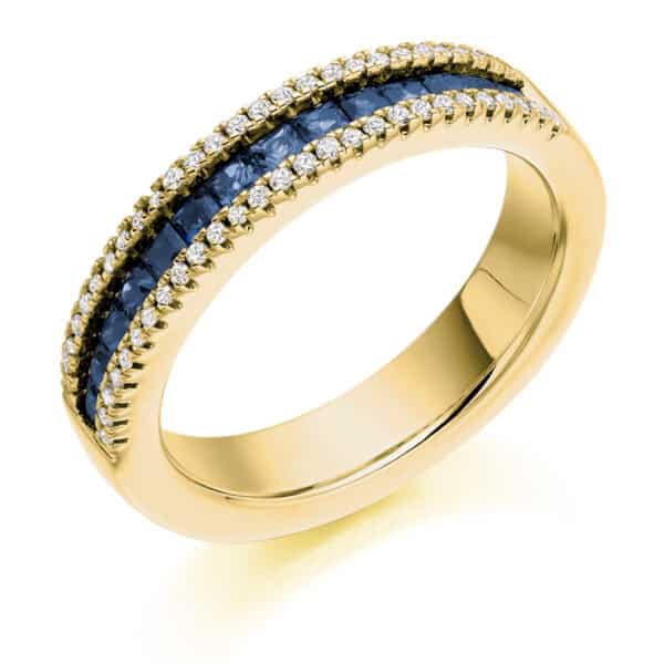 Round Brilliant Diamond  Offset Channel Set Half Eternity Ring with 50% Coverage - Image 2