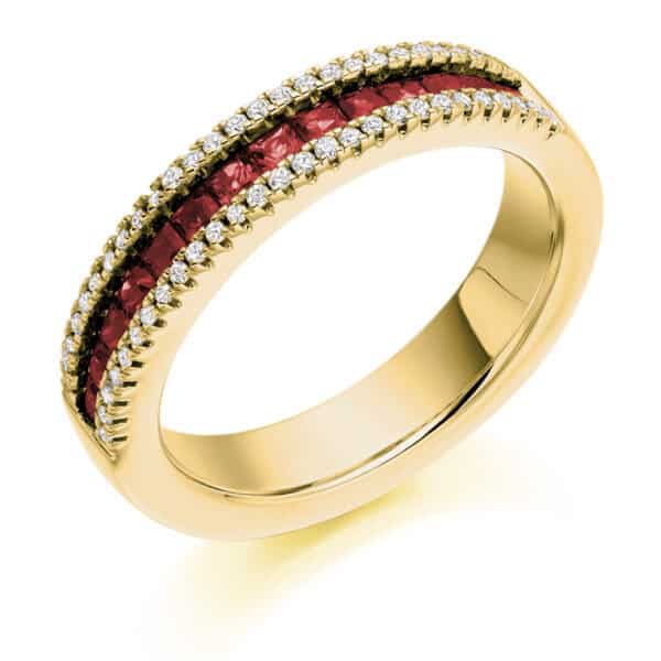 Round Brilliant Diamond  Offset Channel Set Half Eternity Ring with 60% Coverage - Image 2