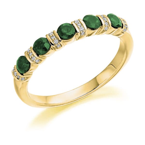 Round Brilliant Diamond  Offset Channel Set Half Eternity Ring with 75% Coverage - Image 2