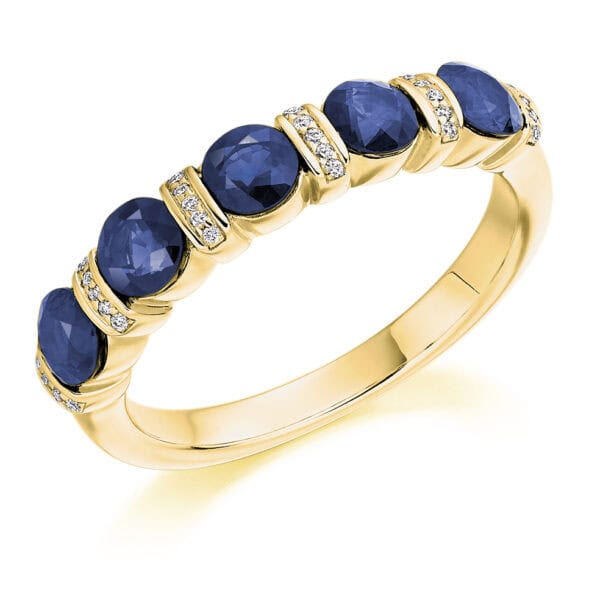 Round Brilliant Diamond  Offset Channel Set Half Eternity Ring with 75% Coverage - Image 2