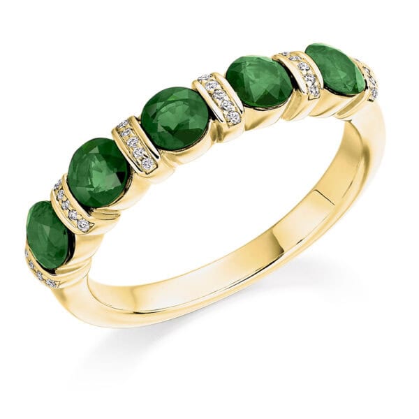 Round Brilliant Diamond  Offset Micro Claw Half Eternity Ring with 30% Coverage - Image 2