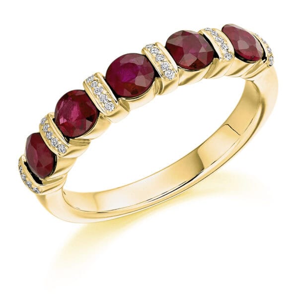 Round Brilliant Diamond  Offset Micro Claw Half Eternity Ring with 30% Coverage - Image 2