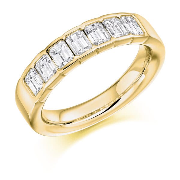 Emerald Cut Diamond Eternity Style Ring, Rubover Set with 33% Diamond Coverage, 5mm 1.5 Carat Total Diamond Weight - Image 2