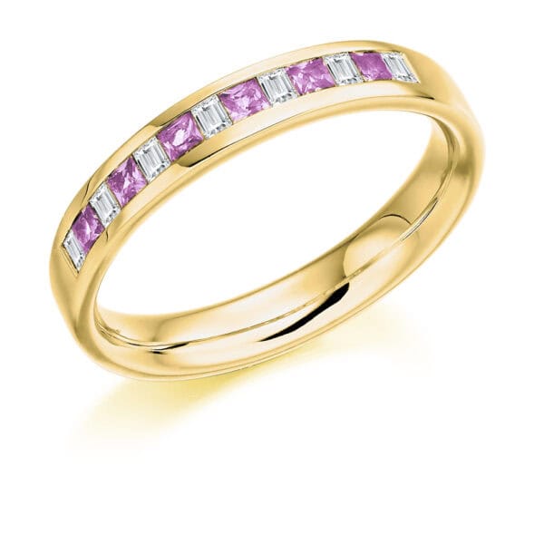 Round Brilliant Diamond  Milgrain Bezel Set Half Eternity Ring with 40% Coverage - Image 2