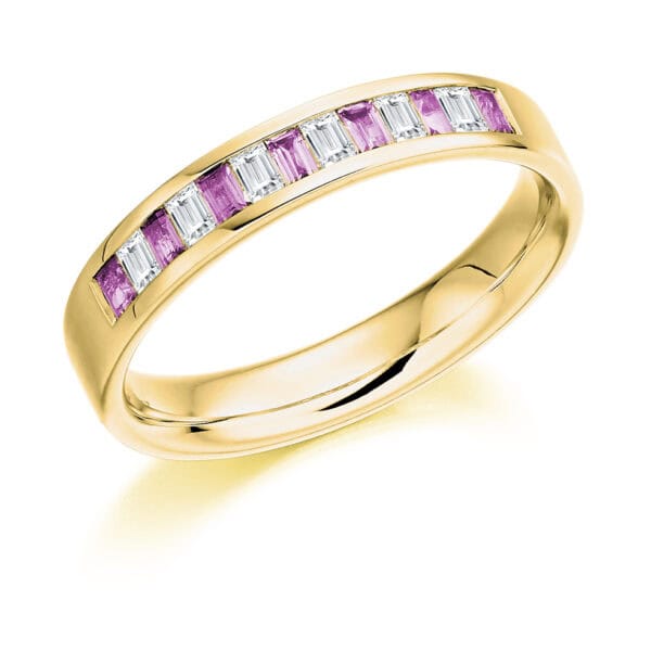 Round Brilliant Diamond  Milgrain Bezel Set Half Eternity Ring with 60% Coverage - Image 2