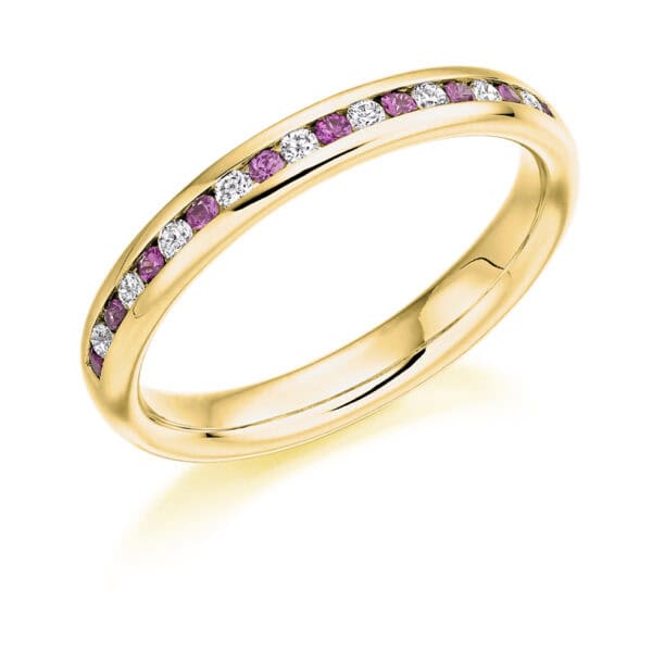 Round Brilliant Diamond  Triple Row Micro Claw Half Eternity Ring with 60% Coverage - Image 2