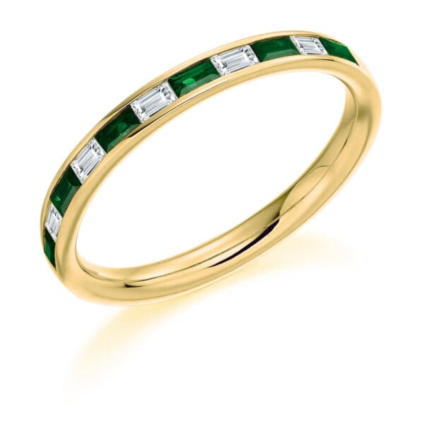 Round Brilliant & Baguette Cut Diamond  Entwined Double Row, Curved Half Eternity Ring with 50% Coverage - Image 2