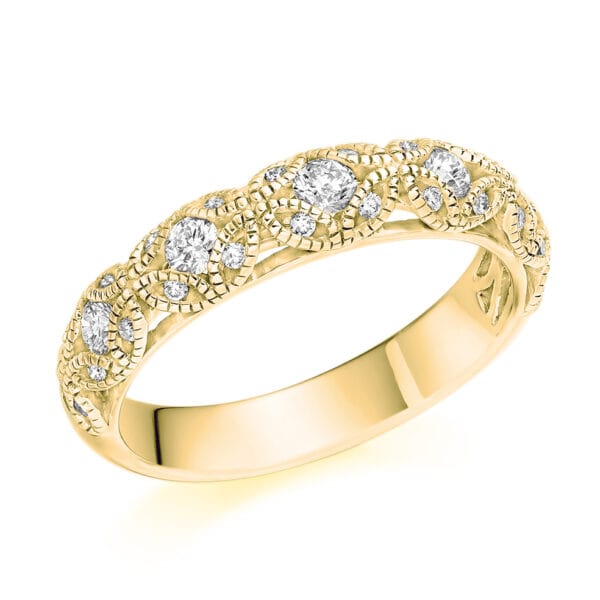 Round Brilliant Diamond Eternity Style Ring, Flush or Tension Set with a Milgrain Edge with 55% Diamond Coverage, 4.4mm 0.5 Carat Total Diamond Weight - Image 2