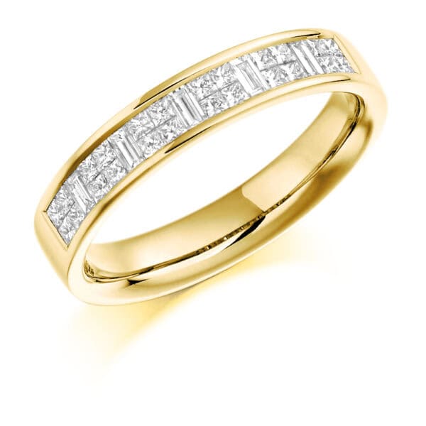 Channel Set, Invisible Set, Princess Cut, Baguette Cut Diamond Eternity Ring with 33% Diamond Coverage, 3.8 mm Width - Image 2