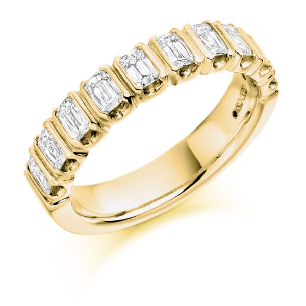 Crisscut Emerald Diamond Eternity Style Ring, Bar Set with 50% Diamond Coverage, 4.3mm 1 Carat Total Diamond Weight - Image 2