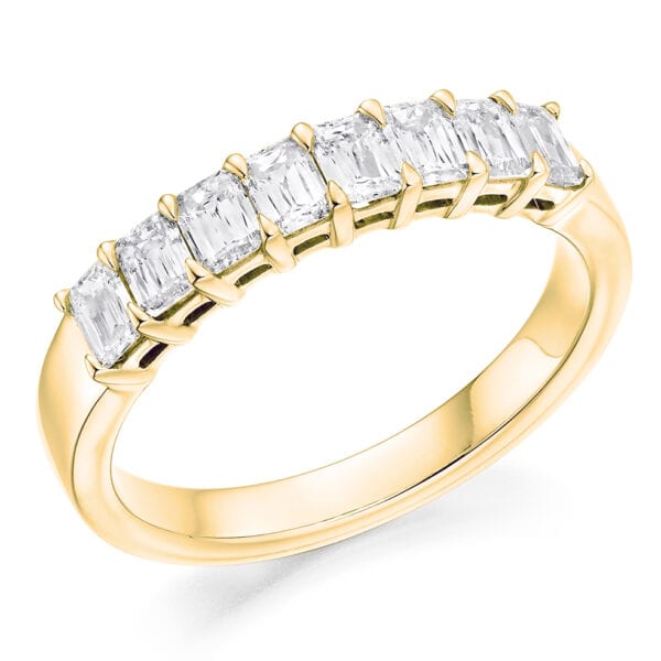 Crisscut Emerald Diamond Eternity Style Ring, Claw Set with 33% Diamond Coverage, 3.7mm 1 Carat Total Diamond Weight - Image 2