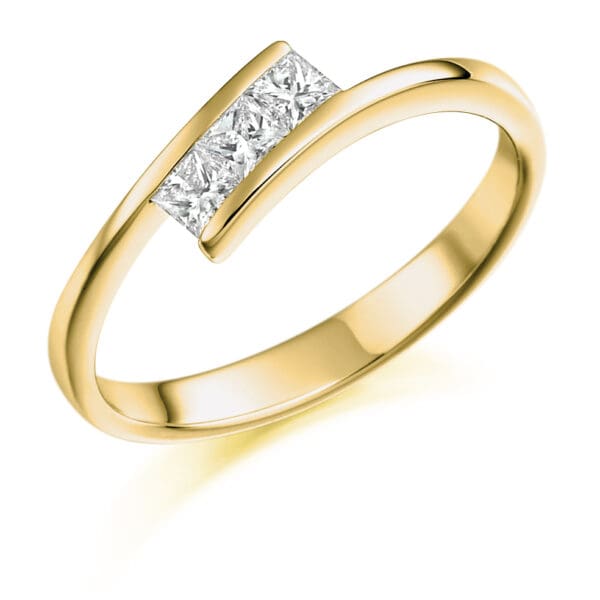 Tension Set Trilogy Diamond Engagement Ring - Image 2