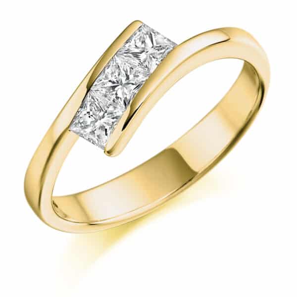 Tension Set Trilogy Diamond Engagement Ring - Image 2