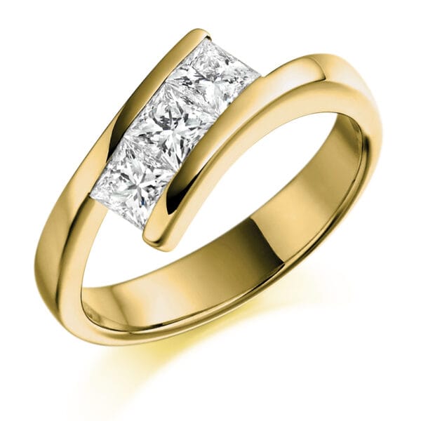 Tension Set Trilogy Diamond Engagement Ring - Image 2