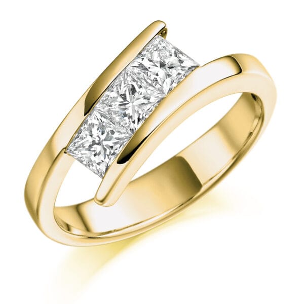 Tension Set Trilogy Diamond Engagement Ring - Image 2