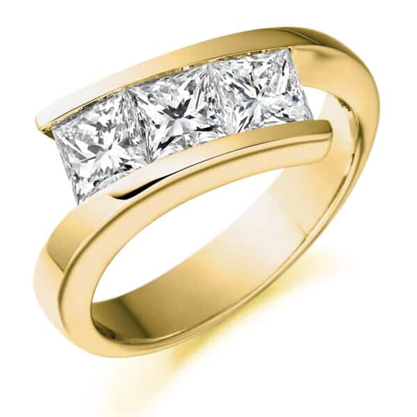 Tension Set Trilogy Diamond Engagement Ring - Image 2