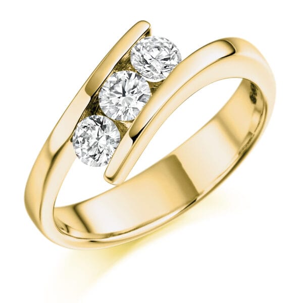 Tension Set Trilogy Diamond Engagement Ring - Image 2