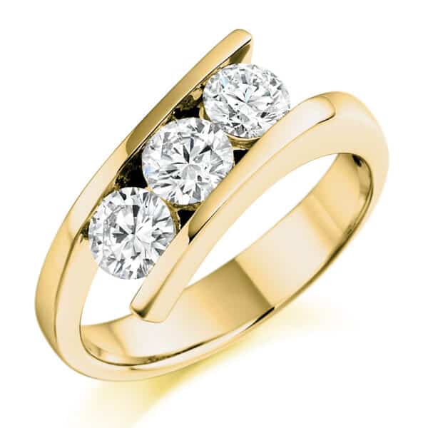 Tension Set Trilogy Diamond Engagement Ring - Image 2