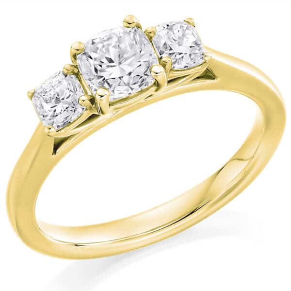 Cushion Cut Trilogy Diamond Engagement Ring - Image 2