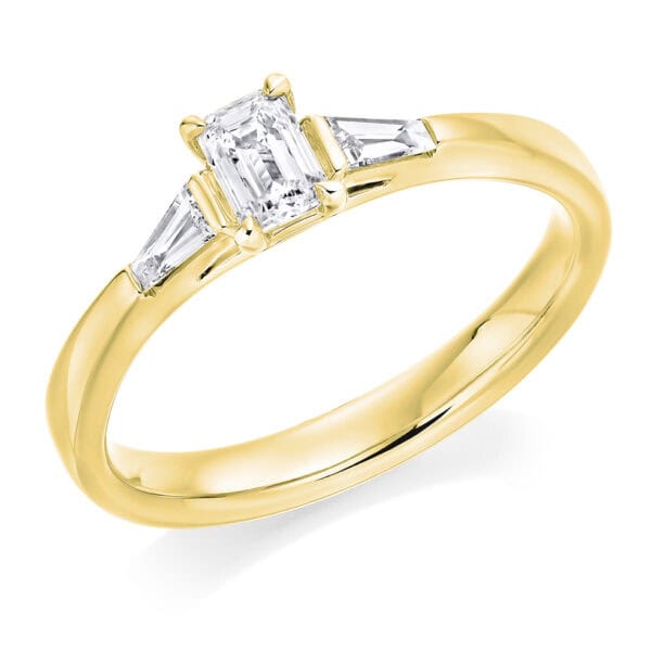 Emerald Cut Trilogy Diamond Engagement Ring - Image 2