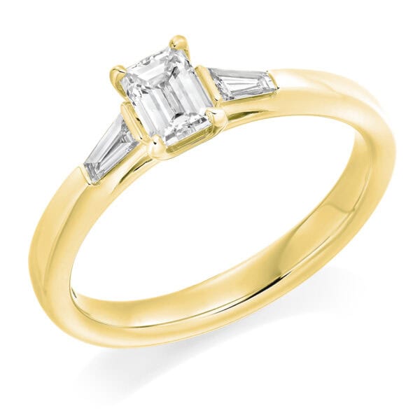 Emerald Cut Trilogy Diamond Engagement Ring - Image 2