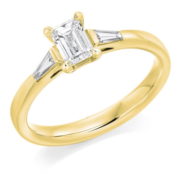 Emerald Cut Trilogy Diamond Engagement Ring - Image 2