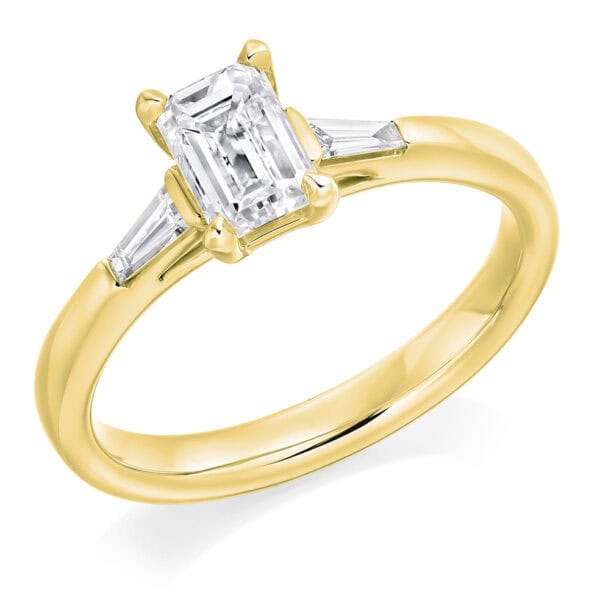 Emerald Cut Trilogy Diamond Engagement Ring - Image 2