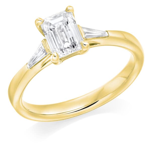 Emerald Cut Trilogy Diamond Engagement Ring - Image 2