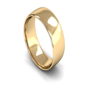 Light Weight Slight Court Profile 10mm wide 9ct Yellow Gold Plain Wedding Ring