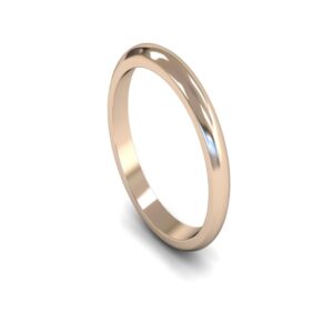 Medium Weight D-shape Profile 3mm wide 14ct Rose Gold Plain Wedding Ring