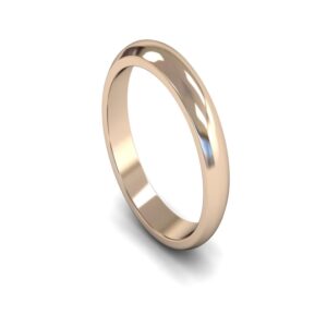 Medium Weight D-shape Profile 4mm wide 14ct Rose Gold Plain Wedding Ring
