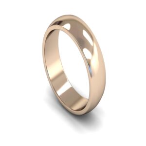 Medium Weight D-shape Profile 6mm wide 14ct Rose Gold Plain Wedding Ring