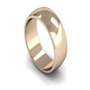 Medium Weight D-shape Profile 8mm wide 14ct Rose Gold Plain Wedding Ring