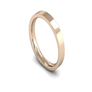 Medium Weight Edged Flat Court Profile 3mm wide 14ct Rose Gold Plain Wedding Ring