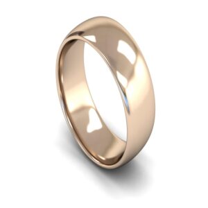 Medium Weight Edged Court Profile 8mm wide 14ct Rose Gold Plain Wedding Ring